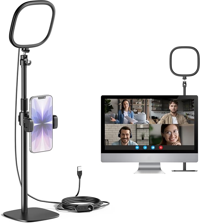 InnoGear Zoom Lighting for Computer, 50 Light Modes Video Conference Lighting with Phone Holder Cell Phone Selfie Lights Desk Webcam Ring Light with Stand for Camera Video Recording Podcast Streaming