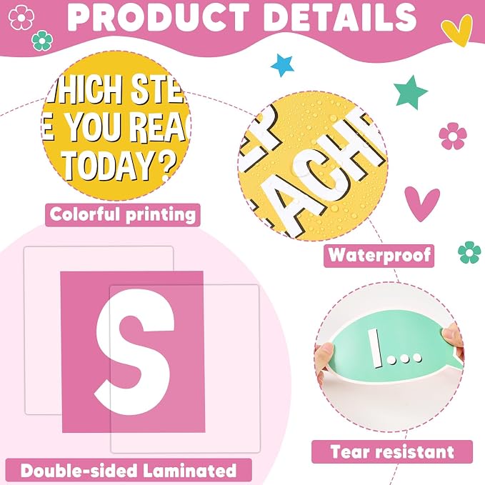 Motivational Bulletin Board Decorations Set Back to School Positive Classroom Decor Steps of Success Paper Cutouts Educational Sayings Accents for School Door Wall Chalkboard Decor Supplies (Pastel)