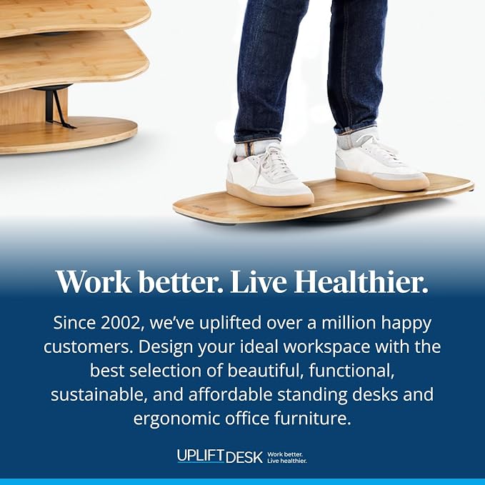 UPLIFT DESK Motion-X Balance Board - 27" Ergonomic Wobble Board for Standing Desks, Anti-Fatigue Support for Core Engagement & Stability