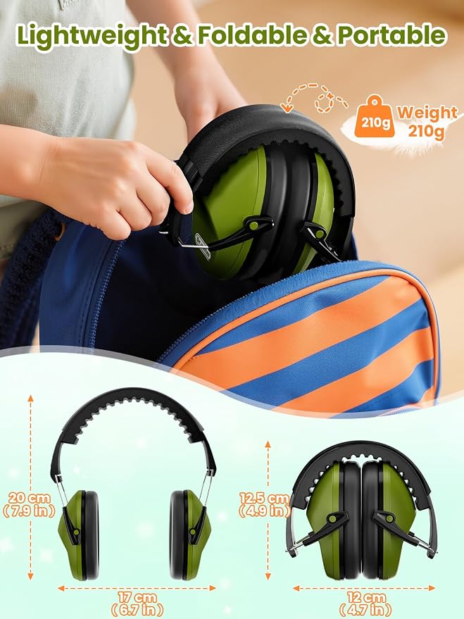Dr.meter Noise Cancelling Ear Muffs: SNR27.4 Noise Cancelling Headphones for Autism with Adjustable Headband - Hearing Protection Ear Muffs for Kids Autism Sensory Monster Truck Demo Derby Mowing