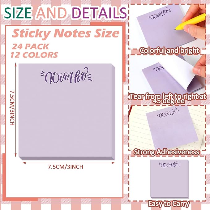 Yinder 24 Pcs Inspirational Sticky Notes Thank You Gift Motivational Sticky Note Pad Employee Appreciation Gift Bulk for Staff Coworker Teacher Nurse Office Groups 3 x 3'' (Thank You,Macaroon)
