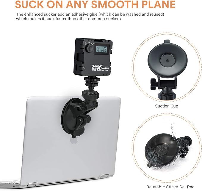 CL-36 Conference Lighting Kit with Tripod & Suction Cup for Remote Working, Mini LED Video Light for Video Conferencing, Zoom Calls, Broadcast, Live Streaming，Adjustable Laptop Video Light