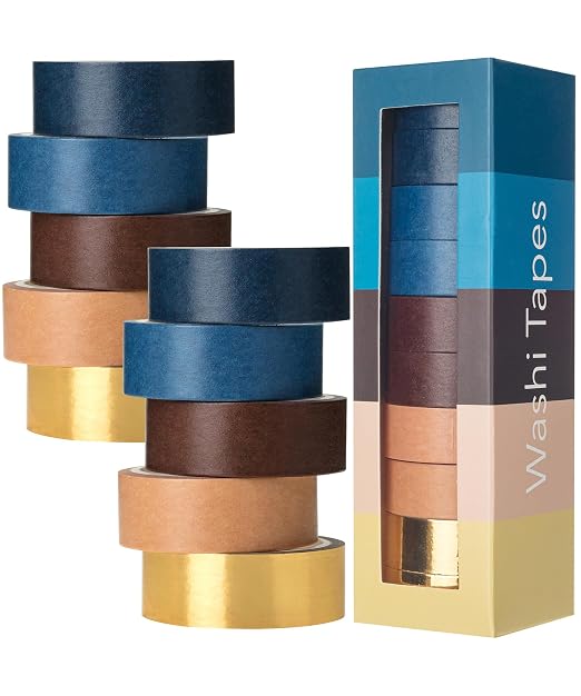 Mr. Pen- Washi Tape Set, 10 Rolls, 5 Yards/Roll, Washi Tape for Scrapbook | Arts, Crafts, Journals and Planners, Terra Nova Palette