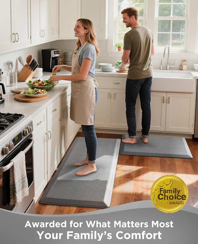 Ophanie Kitchen Mats for Floor,3/4 inch Thick,20x60 Anti Fatigue Cushioned Mat with 99+ Pairs of Anti-Slip Bottom Ridges,Kitchen Rugs,Waterproof,Comfort Ergonomic Standing Mat for Office,Home,Sink