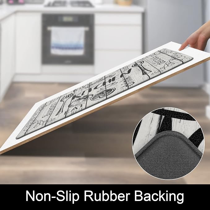 HEBE Kitchen Rugs Set of 2, Cushioned Anti Fatigue Kitchen Mats for Floor, Non Slip Waterproof Comfort Standing Desk Mat Carpet for Sink, Stove, Laundry Room
