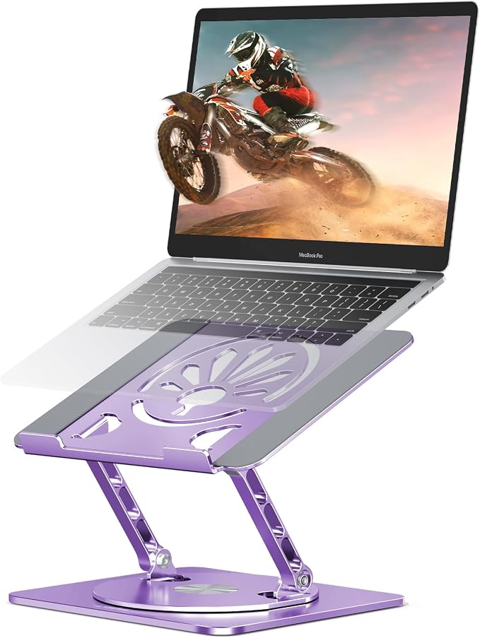 Adjustable Laptop Stand for Desk-360° Rotating Foldable Laptop Holder Ergonomic Laptop Riser for MacBook Pro/Air Dell HP Lenovo Notebook up to 16",Purple