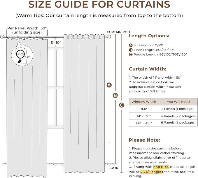 INOVADAY 100% Blackout Curtains for Bedroom, Sage Black Out Curtains 84 Inch Long, Clip Rings Linen Blackout Drapes, Thermal Insulated Room Darkening for Living Room, 2 Panels - W50xL84