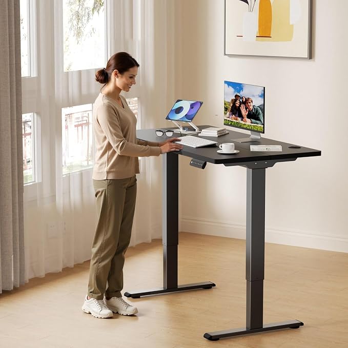 CROWNFURN Dual Motor Electric Standing Desk Frame,Height Adjustable Desk Legs with 330 lbs Capacity,Ergonomic Sit Stand Up Base Workstation for Home Office,Black Frame Only