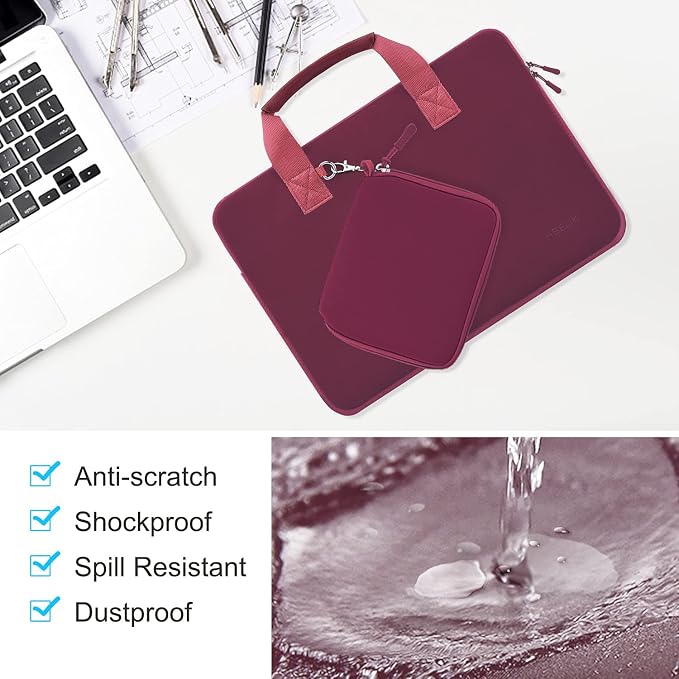 Hseok Laptop Sleeve 13.3-14 inch Case with Small Pouch, Neoprene Computer Bag Compatible with MacBook Neo/Pro 14 M5/M4/M3/M2/M1, Mac Air/Pro 13.3, XPS 14 and Most 13-14 inch Notebooks,R02D01