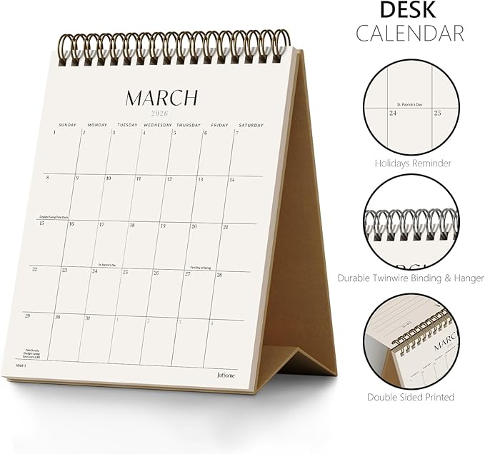 Jotsome Desk Calendar 2026-2027, Small Standing Flip Desktop Calendar From Now to June 2027 for Home and Office, Easy Organizing, Gift for the Holidays (Yellow, Small)