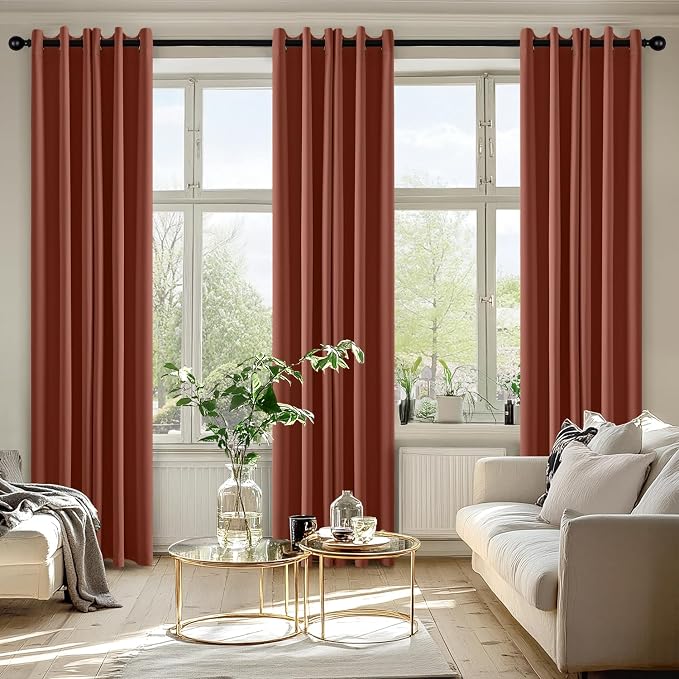 MIULEE Blackout Curtains for Bedroom Living Room 2 Panels, Thermal Insulated Room Darkening Drapes Grommet Noise Reducing Light Blocking Window Treatments 84 Inches Long 40x84 Inch Terracotta