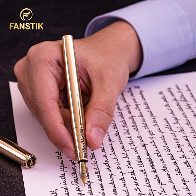 Gold Luxury fountain pen, fancy gift set for women, Real 24K Gold Plating, Professional executive pen gift set for men (Lux fountain Gld)
