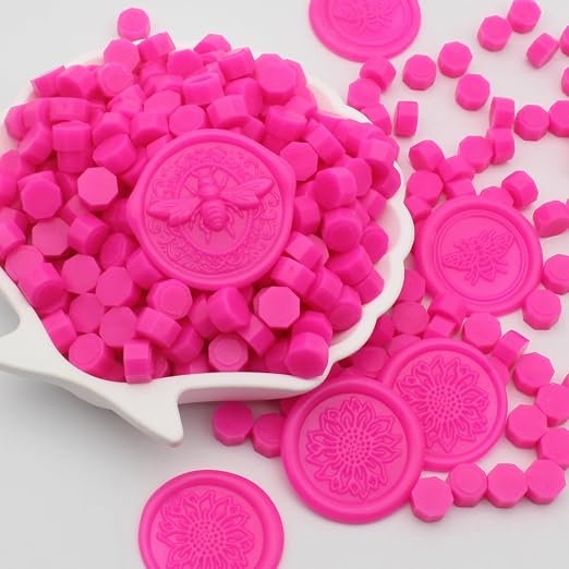 250pcs Wax Seal Beads Rose Pink, Andotopee Premium Sealing Wax Beads for Stamp Seals, Octagon Seal Stamp Pellets Refill Pack for Wedding Invitation, Letter Envelope, Scrapbook DIY & Bridal Crafts
