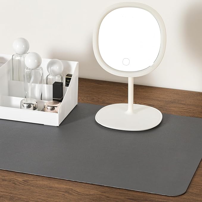 Dual Sided Desk Pad Faux Leather Desk Mat Large Mouse Pad | Desk Pad Protector Non-Slip Waterproof Desk Mouse Pad for Writing Desk, Office, Home(Black Gray 35.4"X17")
