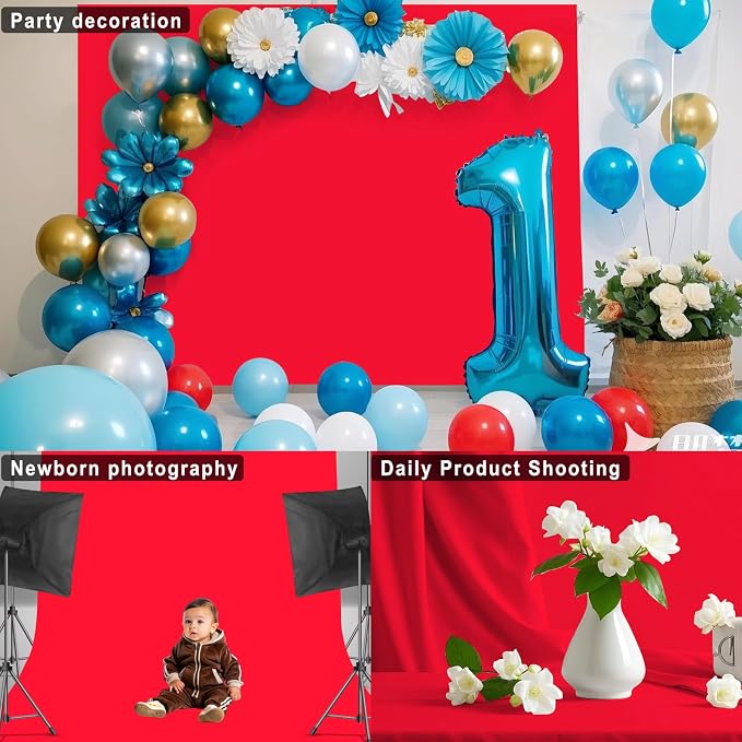 Red Backdrop for Photoshoot, Professional Photo Backdrop Background Curtain for Product Photography, Portraits, Wedding, Party, Live Streaming Video Recording 7X10 FT