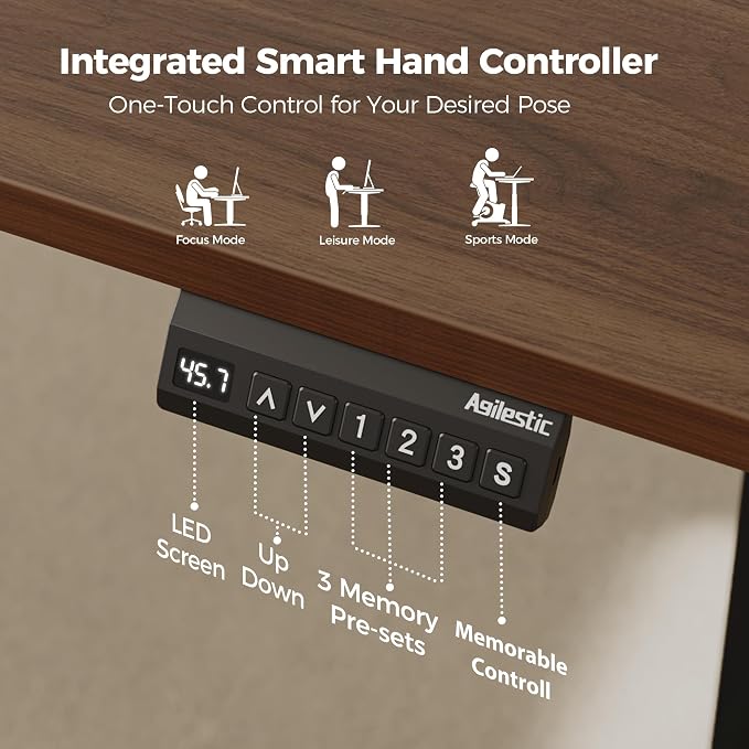Agilestic 75 Inch L Shaped Standing Desk Adjustable Height, Corner Standing Desk, Sit Stand Up Computer Table, Splice Board, Dark Walnut