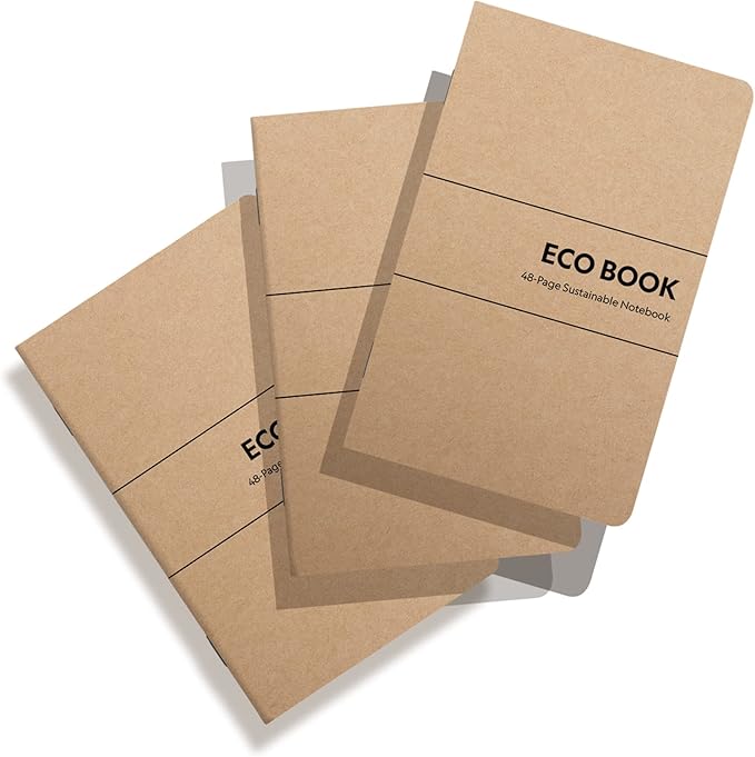 Eco Books Small Pocket Notebook Pack – 3.5 x 5.5 In., 48Page Lined Paper Mini Notebooks Made with FSCCertified Recycled Paper – 80# Kraft Paper Cover, 60# Interior Pages – Kraft Paper Notebooks by