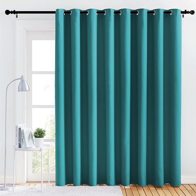 NICETOWN Bedroom Blackout Curtain Panel - (120 inches by 90 inch, Peacock Teal, 1 PC) Energy Saving Thermal Insulated Grommet Blackout Drapery for Patio, Room Divider Curtain