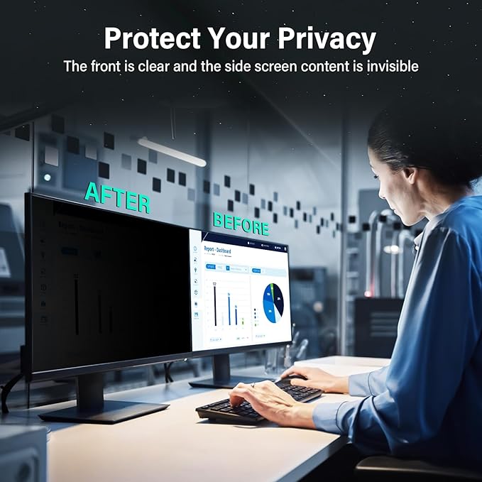 [2 Pack] 23.8 Inch Computer Privacy Screen for 16:9 Aspect Ratio Widescreen Monitor, Eye Protection Anti Glare Blue Light Computer Monitor Privacy Filter, Removable 23.8 in Protector Film