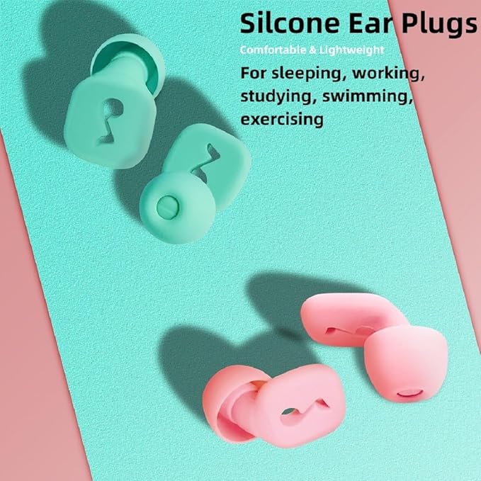 Ear Plugs for Sleeping Noise Cancelling, 2 Pairs Ear Plugs for Sleeping 32dB Silicone Ear Plugs for Noise Reduction, Swimming, Sleeping, Concert & Hearing Protection