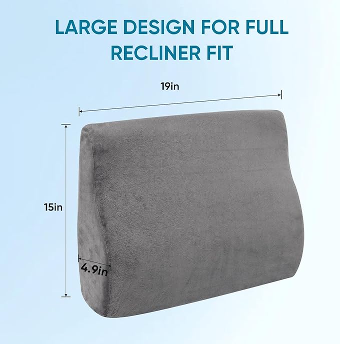 Lumbar Support Pillow for Recliner and Couch, Ergonomic Back Support Pillow | Dual-Layer Memory Foam, Soft Velvet Cover, Lower Back Pain Relief, Back Cushions for Recliner, Sofa & Gaming Chair