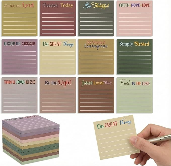Yinder 24 Pcs Inspirational Sticky Notes Thank You Gift Motivational Sticky Note Pad Employee Appreciation Gift Bulk for Staff Coworker Teacher Nurse Office Groups 3 x 3'' (Bible,Boho)