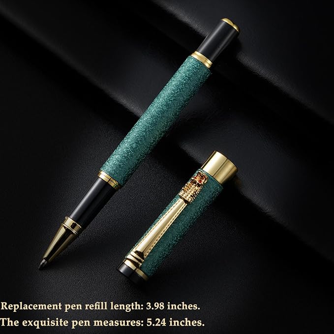 Nice pens for writing | Nice Rollerball Pens with Dragon Design, Elegant Gift Pen,for Men & Women Office & Signature Writing Pen, Refillable Black Ink Business Pen (Green)