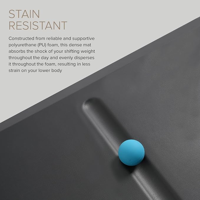 POUT F1 Anti-Fatigue Standing Desk Mat with Rolling Massage Ball - for Office, Kitchen, Garage and Laundry - 20" x 39" Size 3/4" Thick - Durable Stain Resistant - Non-Slip Bottom -