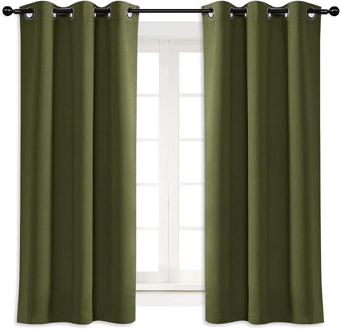 NICETOWN Blackout Curtain Blind for Bedroom, Single Panel, W42 x L54 inches, Olive Green, Thermal Insulated Grommet Blackout Room Darkening Drape/Drapery