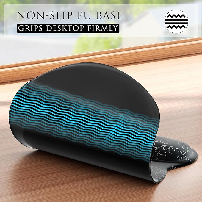 MROCO Ergonomic Mouse Pad with Gel Wrist Rest, Smooth Wrist Support Surface, Non-Slip PU Base for Pain Relief, Comfortable Mousepad for Computer, Laptop, Office & Home, 9.4 x 8.1 in, Kanagawa Wave