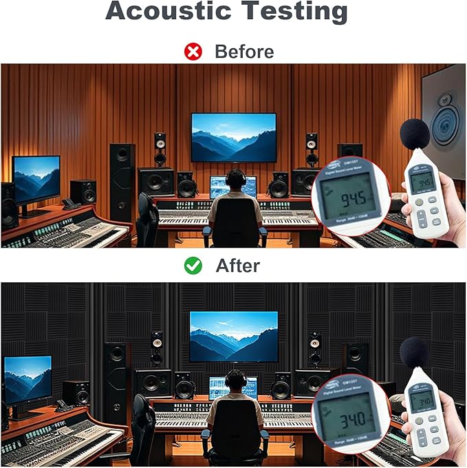 Sound Proof Foam Panels for Walls 48 Pack Acoustic Foam Panels with Self Adhesive 12" X 12" X 1" Wedges Acoustic Foam Panels Sound Dampening Panels