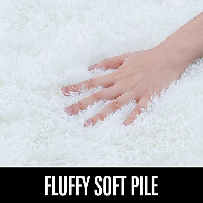 HOMORE Area Rug for Living Room 5x8 Fluffy Rug Modern Shag Rugs for Bedroom, Super Soft and Comfy Carpet, Cute Carpets for Kids Nursery Boys Girls Room Decor, Ivory