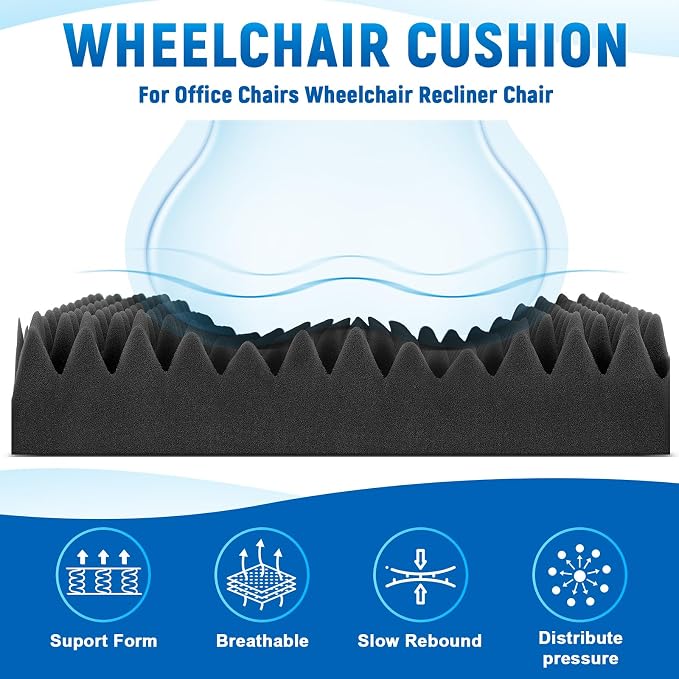 Geiserailie 2 Pcs Egg Foam Pad Eggs Chair Cushion to Relieve Back Foam Seat Cushion Chair Accessories Pad for Office Recliner Wheelchair Home Car (18 x 16 x 4 Inches Egg-Shaped,Black Gray)