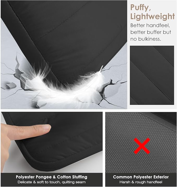 MoKo 9-11 Inch Tablet Sleeve Case, Portable Puffy iPad Bag Fit with New 11-inch iPad Pro M5/iPadAir M4 2026/iPad A16, iPad 10th/Air 5/4th 10.9, 9/8/7th 10.2, Tab S8/S9 11, Black