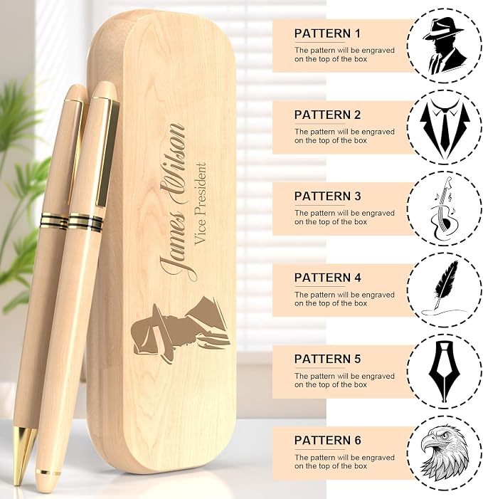 elesories Personalized Pens with Name, Engraved Pen Set with Custom Text & Design, Personalized Pen and Gift Box for Graduation, Anniversary Birthday Gift for Him or Her(style-1)