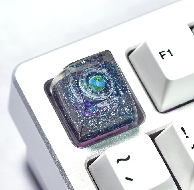 Earth Artisan Keycap Solar System - 1U ESC, R1 SA Profile Custom Handmade Resin Cherry MX Switch Key Cap Mechanical Keyboard, Cool Tech Gifts for Men, Dad, Father's Day, Gamer, Space Lover