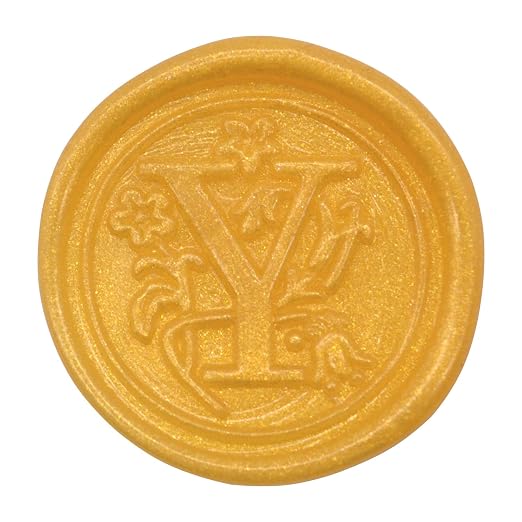 Medieval Initial Alphabet Sealing Wax Stamps, Brass Head Wooden Handle, for Thanksgiving Card/Envelope/Gift Wrap/Wedding Engagement Party Invitation -Letter Y