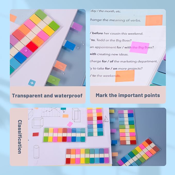 Golcellia 756 Pieces Transparent Sticky Notes Page Markers Book Tabs Page Tabs, Pop Up Index Tabs,Tabs for Annotating Books