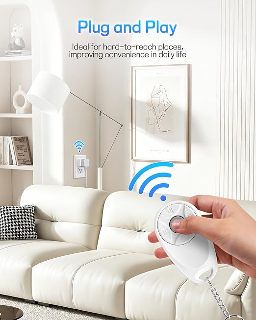Greencycle Remote Control Outlet,Wireless Light Switch and 3 Outlet Plugs,Remote Outlets Switch,No Wiring Needed,500ft Range Coverage,15A/1500W for Lamps,Fans,TV,FCC Certified, White