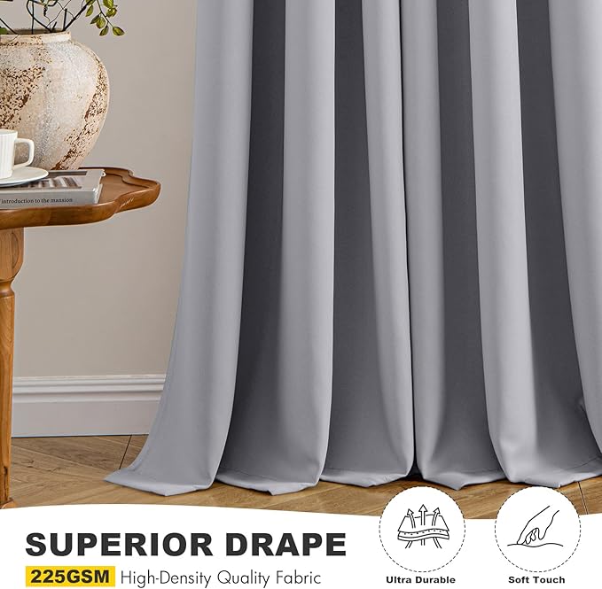 MIULEE Blackout Curtains for Bedroom Living Room 2 Panels, Thermal Insulated Room Darkening Drapes Grommet Noise Reducing Light Blocking Window Treatments 54 Inches Long 40x54 Inch Light Grey