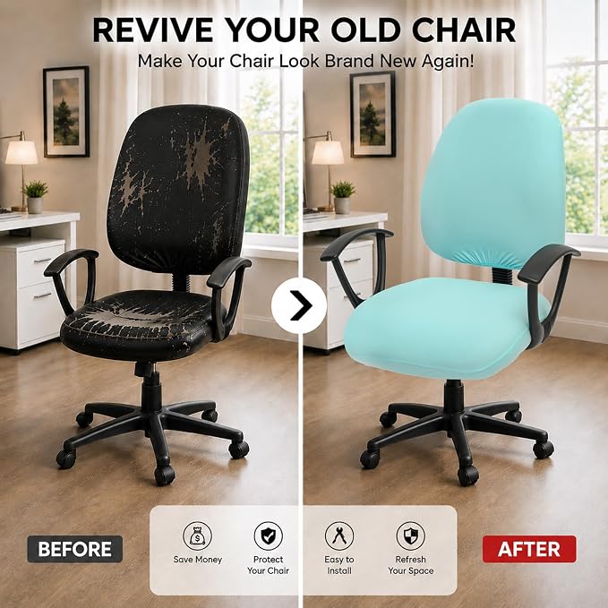 DIVA EN CAMINO DEC Stretchable Desk Office Chair Seat Covers - Universal Stretch Computer Chair Slipcover - 180GSM Washable Rotating Backrest Coverings & Cushion Protectors for Dogs, Cats, Pets