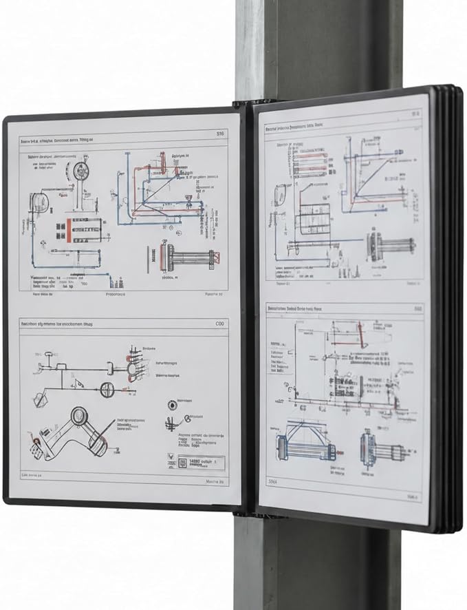 Tarifold Wall Mount Reference System for Letter Size Documents, 10 Double-Sided Pockets, 20 Sheet Capacity, Expandable, Easy Load Design, Durable Polypropylene, Made in Denmark, Black