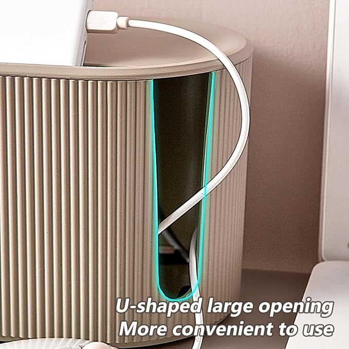 Cable Management Box,Desk Cord Organizer Box with Groove Cover,Plastic Cord Hider Box,Large Cable Box Organizer for Storaging Power Socket/TV/Computer/Router/Games Console Cable (Milk Tea)