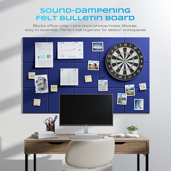 22 Pack Self-Adhesive Acoustic Panels, 12" X 12" X 0.4" High-Density Sound Proof Foam Panels for Walls, Soundproof Wall Panels for Home & Office (Blue)