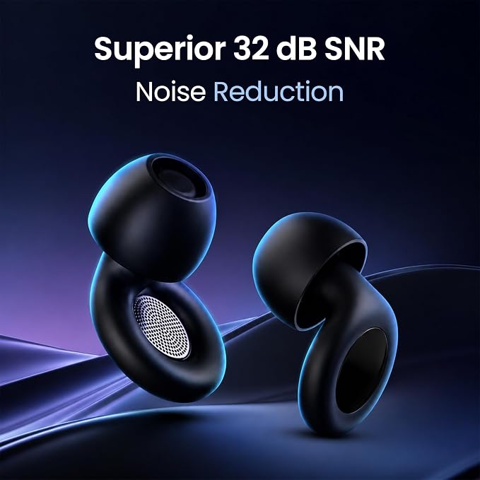 32dB SNR Silicone Noise-Reducing Earplugs, Ultra-Comfy Reusable Ear Plugs for Sleep, Snoring, Focus, Travel & Noise Sensitivity