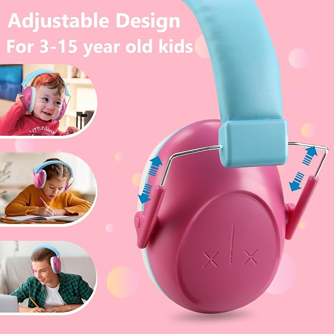 ProCase Kids Noise Cancelling Headphones, Kids Ear Protection Monster Jam Truck, Fireworks Hearing Protection Noise Reduction, Noise Canceling Earmuffs for Sensory Autism Toddler Children -Pink