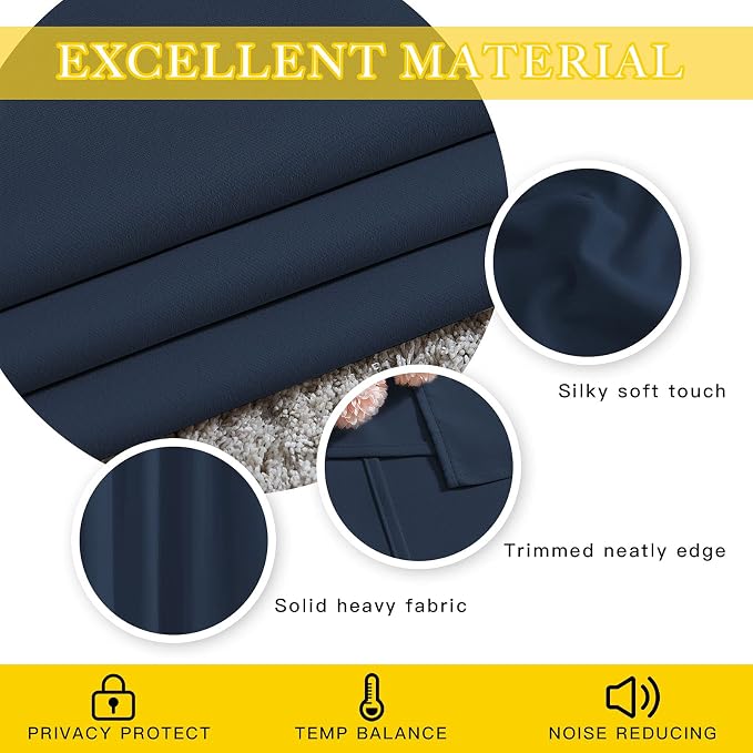 NICETOWN Bedroom Window Blackout Curtain Panel - Thermal Insulated Blackout Drape/Drapery for Loft, Guestroom (Navy, 1 Panel, 80 x 84 inch)