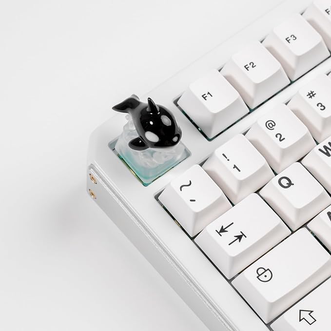 Artisan Keycap, Black Whale Design with LED Backlight, Transparent Resin, 1U Size, MX Switch Compatible, Hand-Painted 3D Printed, for Mechanical Keyboards