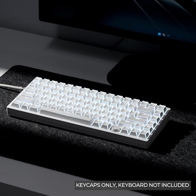 GMKWTL XVX White Shine Through Keycaps, PBT Keyboard Keycaps Cherry Profile, Custom Translucent Keycap Sets Suitable for 60% 65% 75% 80% 100% Mechanical Keyboard