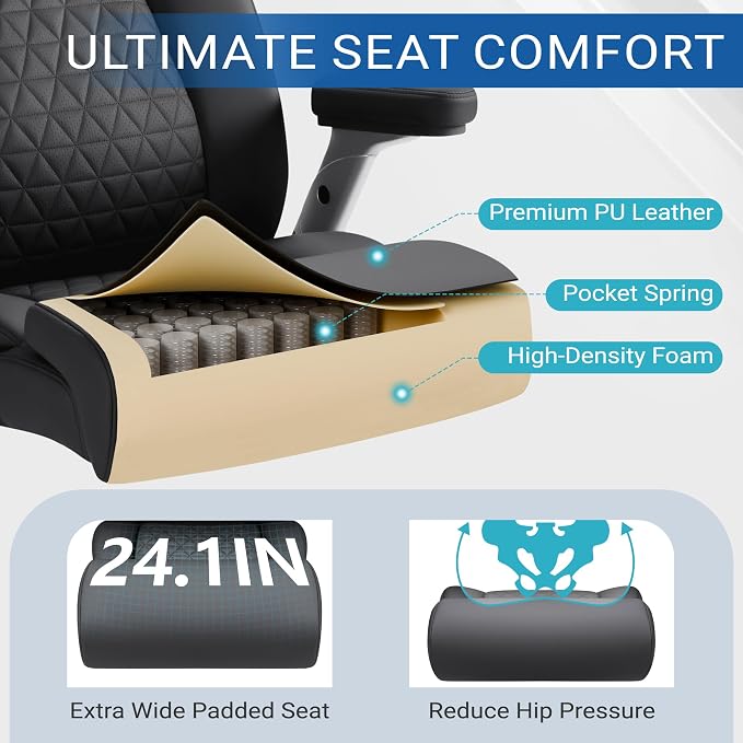 Furmax Big and Tall Office Chair 500lbs Executive Heavy Duty Office Chair with Adjustable Lumbar Support, High Back Ergonomic Desk Chair with Thick Padded Extra Wide Seat for Heavy People
